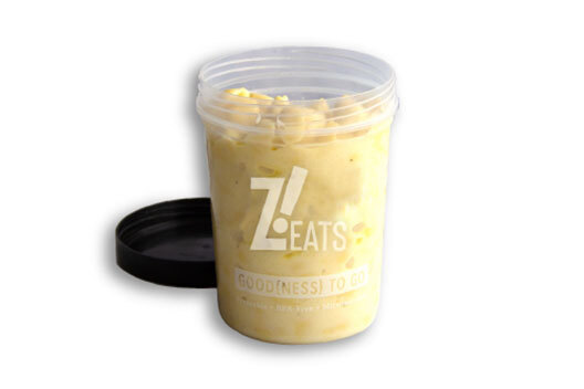 Mac & Cheese in a to go container.