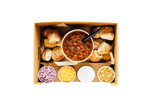 Chili Bar with bread, chilli and sauces